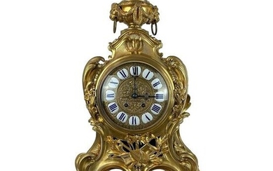 French Louis XV style gilt bronze mantle clock