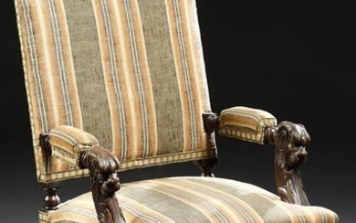French Provincial Carved Pak Henri II Style Fauteuil