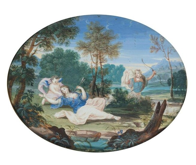 French School Circa 1700 Adonis Shooting Venus with a