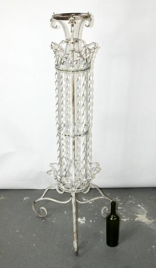 French wrought iron plant stand painted white