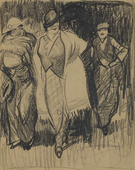 GEORGE BELLOWS Sunday in the Park. Crayon on paper, 1916. 250x200 mm; 10x8...