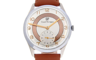 GIRARD PERREGAUX - a gentleman's stainless steel wrist watch.