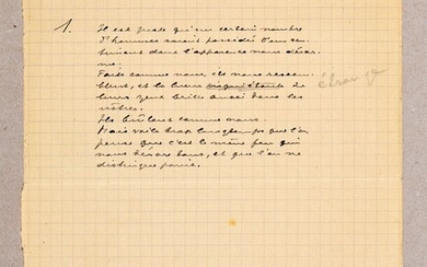 GOEMANS, Camille "Poèmes pour la guerre". Paris "12 déc. 192(9 ?)" Manuscrit autogr. signé :...