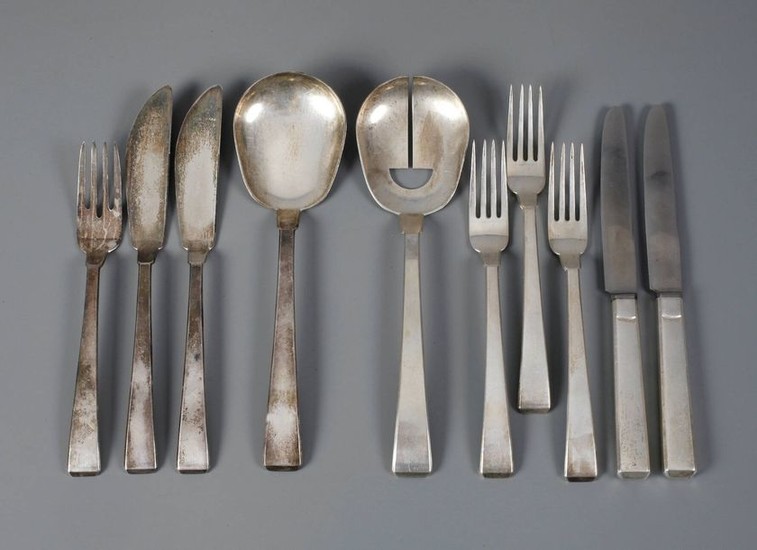Gebhard Duve ten cutlery pieces silver