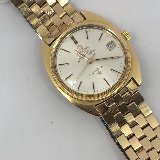 Gentlemans gold plated automatic date wristwatch, signed, Om...