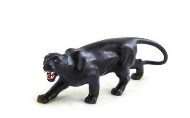 Georg O. Wild carved black obsidian panther