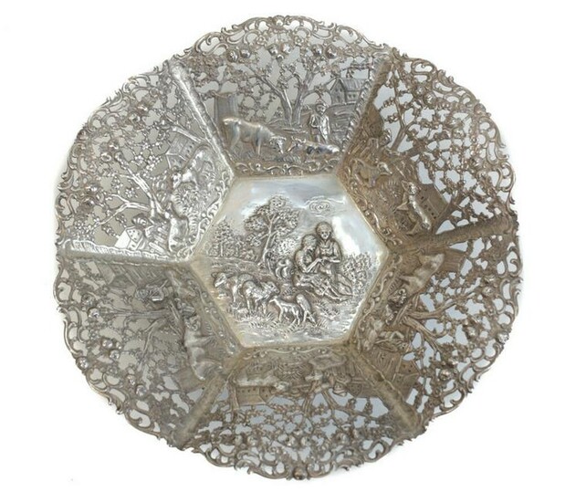 German 800 Silver Pierced Bowl, circa 1900