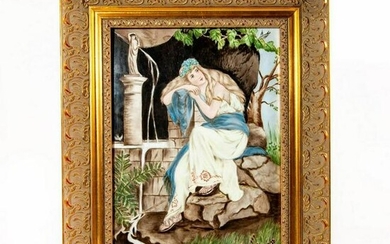 Giltwoood Framed Kpm Porcelain Plaque, Greek Maiden