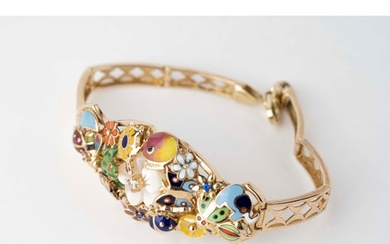 Gold and Enamel Decorative Bracelet and Pendant A set of br...