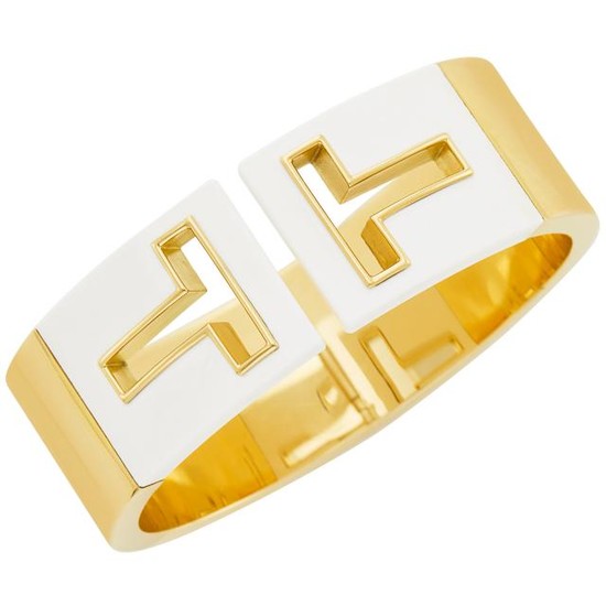 Gold and White Agate 'T' Cuff Bangle Bracelet, Tiffany & Co.