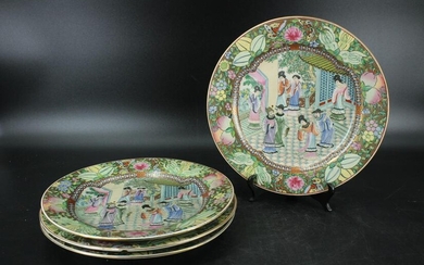 Group of 4 Chinese Rose Medallion Plates