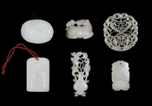 Group of 6 Chinese White Jades, 18-19th Century