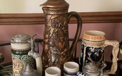Group of 7 German style steins
