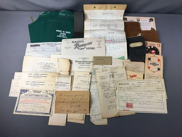 Group of Antique Downers Grove Store Reciepts and more