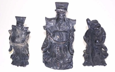 Group three Chinese carved stone Immortal figures