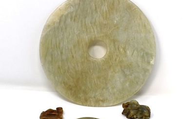 Grouping of Chinese archaistic style jade and hard stone carvings