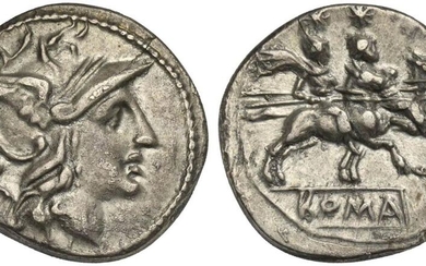 Gryphon series, Denarius, Rome, ca. 169-158 BC; AR (g 3,97;...