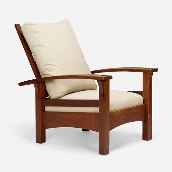 Gustav Stickley, Bow-arm Morris chair, model 336