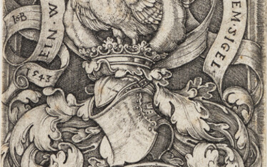 HANS SEBALD BEHAM Two engravings. Coat of Arms with a Cock, 1543 *...