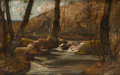 HENRI JOSEPH HARPIGNIES (1819-1916). On a forest stream.