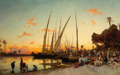 HERMANN CORRODI | EVENING ON THE BANKS OF THE NILE