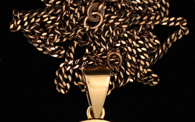 Halskette Gelbgold 333/1000 mit Medaillonanhänger Gelbgold 585/1000. Länge 76 cm,...
