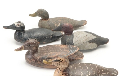 Hand-Carved and Painted Wooden Duck Decoys, Late 20th Century
