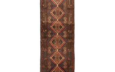 Hand-Knotted Vintage Geometric Tribal 27X95 Oriental Runner Rug Kitchen Carpet