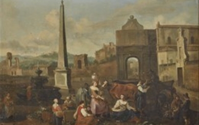 Hendrick Mommers (Haarlem 1627 – 1697) MERCATO A PIAZZA...