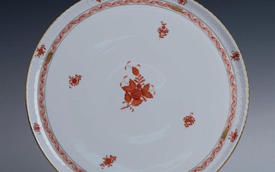Herend Porcelain Large Round Platter, Chinese Bouquet Rust