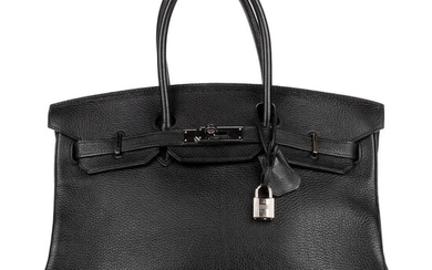 Hermès A “Birkin 35” bag of black Togo leather with palladium hardware,...