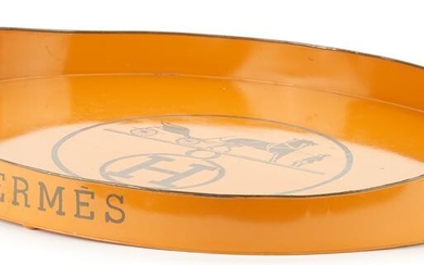 Hermes Orange Tole Logo Tray
