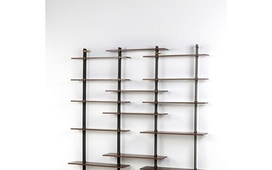 Ignazio Gardella (1905-1999) Model Lib 2 Modular bookcase Wood, lacquered metal and brass Edited by