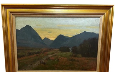 Impressionist Oil Painting Scottish Moor Evening Glen Sannox By George Houston