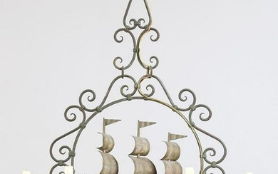Iron six light chandelier with ship