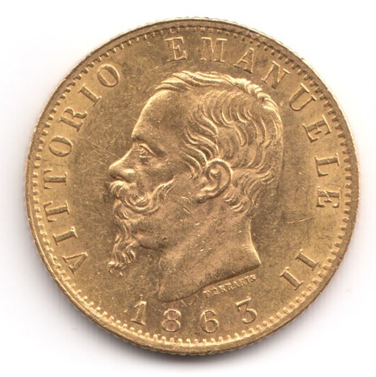 Italy - Kingdom of Italy - 20 Lire 1863 - Torino - Vittorio Emanuele II - Gold