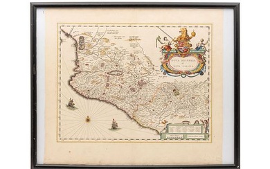 JANSSON, JAN. NOVA HISPANIA ET NOVA GALICIA. ÁMSTERDAM, CA. 1640. Mapa grabado, coloreado, 35 x 48.5 cm.; hoja completa, 47....
