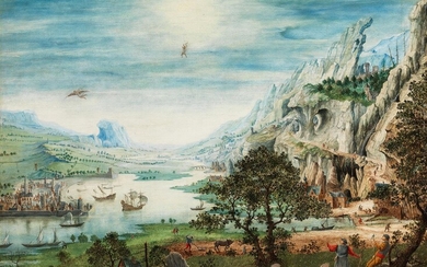 Jan van Stinemolen, Mecheln 1518 – 1589, zug., FelsLANDSCHAFT MIT DEM Sturz DES IKARUS