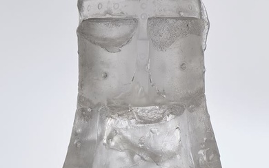 Janak, Frantisek, "Avar II Hun, blessé", sculpture en verre, moulé, incolore, en grande partie grisâtre...