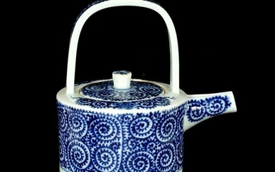 Japanese Blue and White Decorated Sake Pot