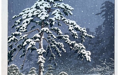 Japanese woodblock Print by Kawase Hasui Honmonji Temple in Snow
