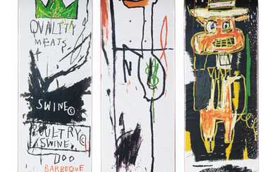 Jean-Michel Basquiat (1960-1988), Quality Meats for the Public, triptych (2014)