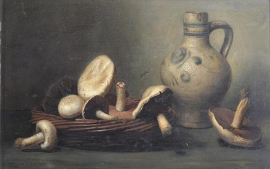 Johannes Hendrik EVERSEN (1906-1995) Oil "still life with mushrooms"
