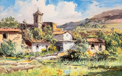 Jose Vives-Atsara (1919-2004), "Pueblo en la Montana"