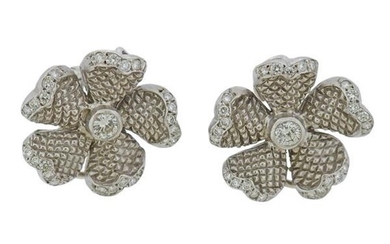 Judith Ripka 18k Gold Diamond Flower Earrings