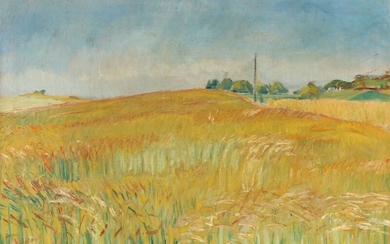 Karl Bovin: Field landscape. Signed Karl Bovin 46. Oil on canvas. 68×92 cm.