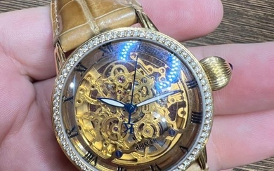 Krieger 18K Yellow Gold Skeleton Watch
