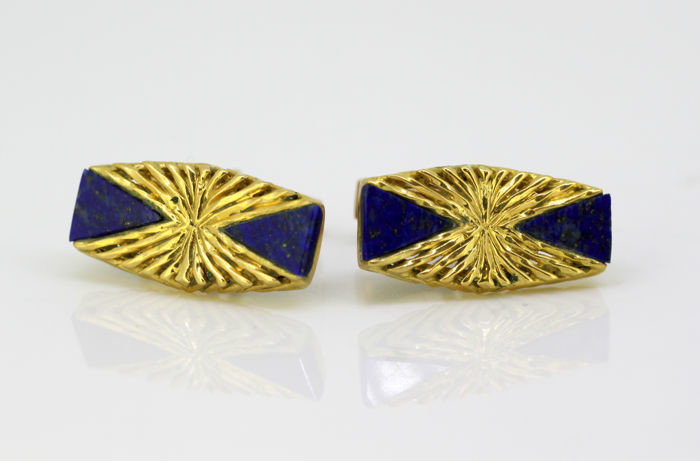 Kutchinsky Yellow gold - Vintage 18K Yellow Gold and Lapis Lazuli Cufflinks