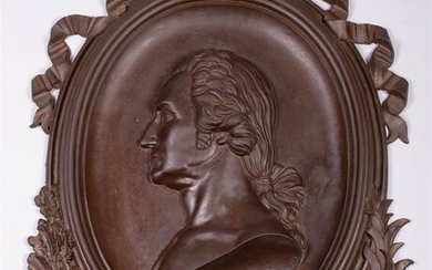 LARGE CAST IRON RELIEF PORTRAIT OF GEORGE WASHINGTON, BY A. W. JONES, N.Y., PATENTED 1858