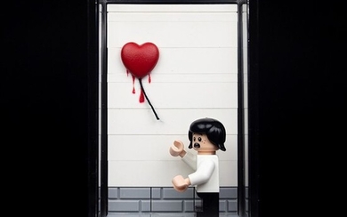 LEGO - MOC - Artwork Banksy "Balloon Girl Melting Heart" by Eddy Plu Lego Banksy Balloon Girl Melting Heart (2021) - 2000-present